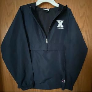 youth large XAVIER University Musketeers half zip pullover windbreaker Champion